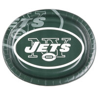 Creative Converting 069522 New York Jets 10 inch x 12 inch Oval Paper Platter - 96/Case