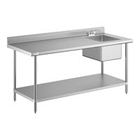 Regency 30" x 72" 16 Gauge Stainless Steel Work Table with Sink and Faucet - Sink on Right