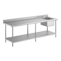 Regency 30" x 96" 16 Gauge Stainless Steel Work Table with Sink and Faucet - Sink on Right