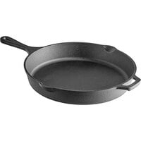 Choice 15" Pre-Seasoned Cast Iron Skillet with Helper Handle