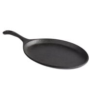 Choice 9 1/4" x 7" Oval Pre-Seasoned Cast Iron Fajita Skillet with Handle