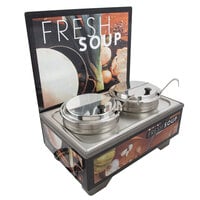Vollrath 720202102 Full Size Soup Merchandiser Base with Menu Board, 7 Qt. Accessory Pack, and Tuscan Graphics - 120V, 1000W