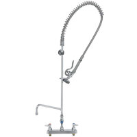 T&S B-5120-12-CR-B EasyInstall Deck Mounted Pre-Rinse Faucet with 8" Centers, 44" Hose, 12" Add-On Faucet, 1.15 GPM Spray Valve, and Cerama Cartridges