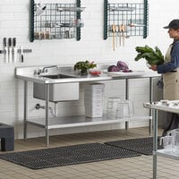 Regency 30 inch x 72 inch 16 Gauge Stainless Steel Work Table with Sink - Sink on Left