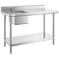 Regency 30 inch x 60 inch 16 Gauge Stainless Steel Work Table with Sink - Sink on Left
