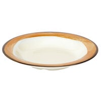 GET B-139-DI-KNO Kanello 13 oz. Diamond Ivory Wide Rim Melamine Bowl with Kanello Orange Edge - 24/Case