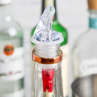 1 oz. Clear Spout / Red Tail Measured Liquor Pourer without Collar - 12/Pack