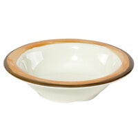 GET B-454-DI-KNO Kanello 4.5 oz. Diamond Ivory Wide Rim Melamine Bowl with Kanello Orange Edge - 48/Case