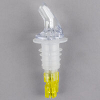 1.5 oz. Clear Spout / Yellow Tail Measured Liquor Pourer without Collar - 12/Pack