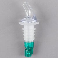 .75 oz. Clear Spout / Green Tail Measured Liquor Pourer without Collar - 12/Pack