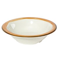 GET B-127-DI-KNO Kanello 12 oz. Diamond Ivory Wide Rim Melamine Bowl with Kanello Orange Edge - 24/Case