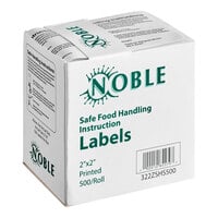 Noble 2" x 2" Safe Food Handling Instructions Permanent Label with Dispenser Carton - 500/Roll