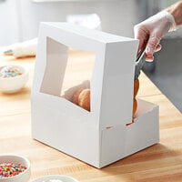 Baker's Mark 10 1/4 inch x 8 inch x 4 inch White Auto-Popup Window Cake / Donut / Bakery Box - 10/Pack
