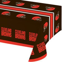 Creative Converting 316652 Cleveland Browns 54 inch x 102 inch Plastic Table Cover - 12/Case