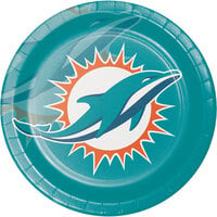 Creative Converting 344363 Miami Dolphins 9 inch Paper Dinner Plate   - 96/Case