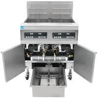 Frymaster FPPH255 Liquid Propane 100 lb. 2 Unit High-Efficiency Gas Floor Fryer System with Digital Controls - 160,000 BTU