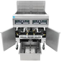 Frymaster FPPH255 Liquid Propane 100 lb. 2 Unit High-Efficiency Gas Floor Fryer System with CM3.5 Controls - 160,000 BTU