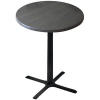 Holland Bar Stool OD211-3030BWOD30RChar 30 inch Round Charcoal Outdoor / Indoor Standard Height Table with Cross Base