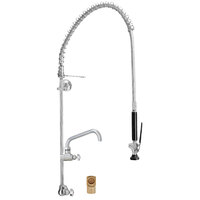 Fisher 24686 Backsplash Mounted Stainless Steel Pre-Rinse Faucet with 30" Hose, 14" Add-On Faucet, Elbow, Inline Vacuum Breaker, and Wall Bracket