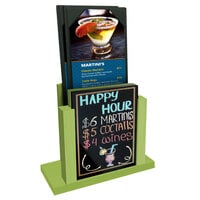 Menu Solutions WDMH-WET Lime Wood Menu Holder with 4" x 6" Wet Erase Board Insert