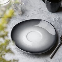 World Tableware PEB-17-O Pebblebrook 6 3/8 inch Obsidian Organic Porcelain Saucer - 12/Case