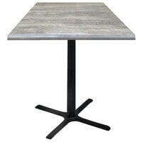 Holland Bar Stool OD211-3036BWOD36SQGryStn 36" Square Greystone Outdoor / Indoor Counter Height Table with Cross Base