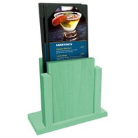 Menu Solutions WDMS-RI Washed Teal Wood Menu Holder with 4" x 6" Sheet Protector