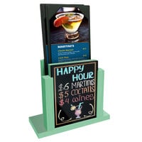 Menu Solutions WDMH-WET Washed Teal Wood Menu Holder with 4" x 6" Wet Erase Board Insert