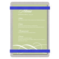 Menu Solutions ALSIN46-RB Alumitique 4" x 6" Customizable Brushed Aluminum Menu Board with Royal Blue Bands