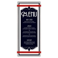 Menu Solutions ALSIN41-RB Alumitique 4 1/4" x 11" Customizable Brushed Aluminum Menu Board with Red Bands