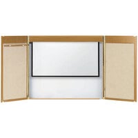 Aarco OC-1 36 inch x 48 inch Oak Laminate White Markerboard Conference Cabinet with Projection Screen