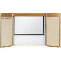 Aarco OVC-2 48 inch x 48 inch Oak Hardwood Veneer White Markerboard Conference Cabinet with Projection Screen
