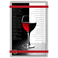 Menu Solutions ALSIN58-RB Alumitique 5 1/2" x 8 1/2" Customizable Brushed Aluminum Menu Board with Red Bands