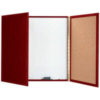 Aarco MP-36 36 inch x 36 inch Enclosed Cherry Laminate White Markerboard / Cork Bulletin Planning Board