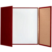 Aarco MP-48 48 inch x 48 inch Enclosed Cherry Laminate White Markerboard / Cork Bulletin Planning Board