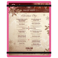 Menu Solutions ACRB-C Pink 8 1/2" x 11" Customizable Acrylic Menu Board with Rubber Band Straps