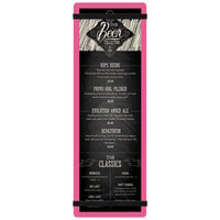 Menu Solutions ACRB-BD Pink 4 1/4" x 14" Customizable Acrylic Menu Board with Rubber Band Straps