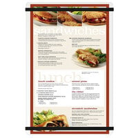 Menu Solutions ACRB-D Clear Frosted 8 1/2" x 14" Customizable Acrylic Menu Board with Rubber Band Straps