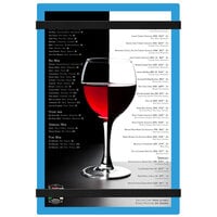 Menu Solutions ACRB-A Blue 5 1/2" x 8 1/2" Customizable Acrylic Menu Board with Rubber Band Straps