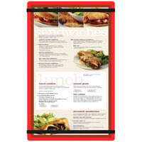 Menu Solutions ACRB-D Red 8 1/2" x 14" Customizable Acrylic Menu Board with Rubber Band Straps
