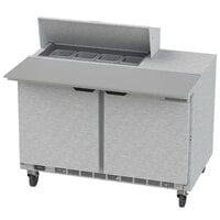 Beverage-Air SPE48HC-08C 48" 2 Door Cutting Top Refrigerated Sandwich Prep Table with 17" Wide Cutting Board and Clear Lid