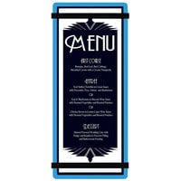 Menu Solutions ACRB-BA Blue 4 1/4" x 11" Customizable Acrylic Menu Board with Rubber Band Straps