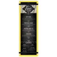 Menu Solutions ACRB-BD Yellow 4 1/4" x 14" Customizable Acrylic Menu Board with Rubber Band Straps