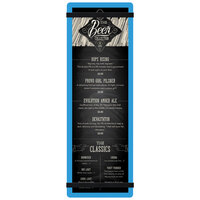 Menu Solutions ACRB-BD Blue 4 1/4" x 14" Customizable Acrylic Menu Board with Rubber Band Straps