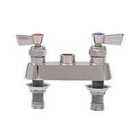Fisher 67458 Deck Mounted 1/2" Stainless Steel Faucet Base with 4" Centers, Check Stems, Rigid Outlet, and Lever Handles