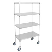 Regency 24 inch x 36 inch NSF Stainless Steel Solid Mobile 4-Shelf Kit with 64 inch Posts