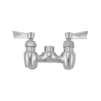 Fisher 62936 Backsplash Mounted 1/2" Stainless Steel Faucet Base with 4" Centers, Check Stems, Rigid Outlet, and Lever Handles