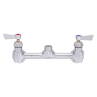 Fisher 61689 Wall Mounted 1/2" Stainless Steel Faucet Base with 8" Centers, Check Stems, Rigid Outlet, and Lever Handles