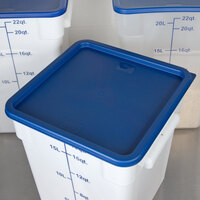 Choice 12, 18, and 22 Qt. Blue Square Polyethylene Food Storage Container Lid