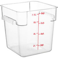 Choice 8 Qt. Clear Square Polycarbonate Food Storage Container